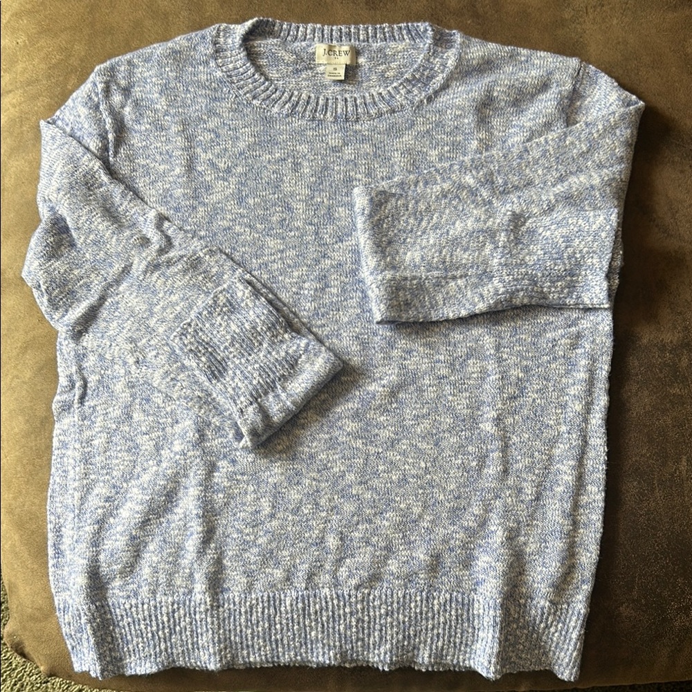 J. Crew Blue Crewneck Sweater with Ribbed Trim